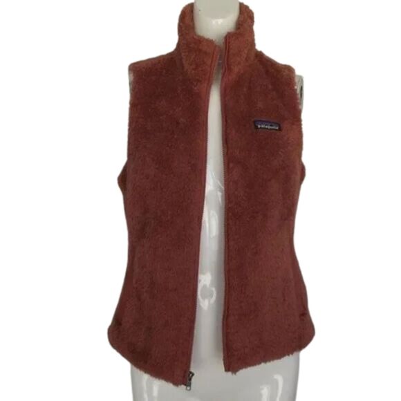 PATAGONIA Fleece Vest, S, Furry/Fleece Cedar/Rust, Zipper front, Stand up collar - Picture 7 of 16